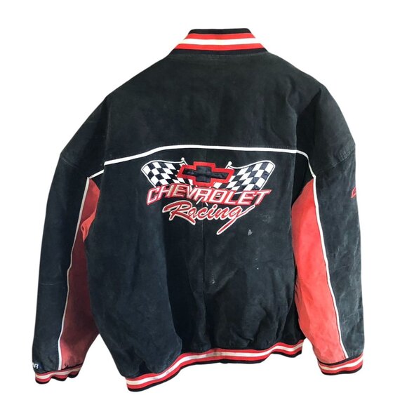 Vintage Chevrolet Racing Bomber Jacket Size XXL Black Full Zip Quilted Retro Y2K - Picture 2 of 16